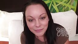 Watch this teen who is only 18 suck a fat cock